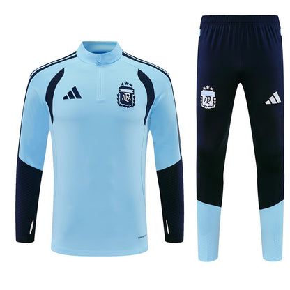 Ensemble survêtement Argentine domicile bleu ciel veste et pantalon – vue complète Qualité PLAYER Premium