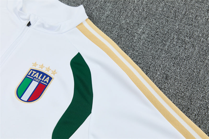Écusson FIGC Italia sur veste survêtement Italie blanc bandes dorées – Qualité PLAYER Premium