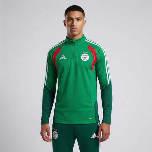 Ensemble survêtement Algérie domicile – veste zippée verte et pantalon Adidas
