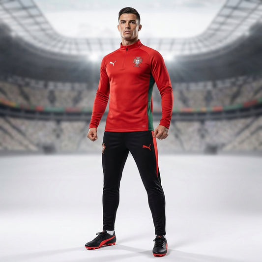 Ensemble survêtement Portugal domicile rouge – veste et pantalon Qualité PLAYER Premium