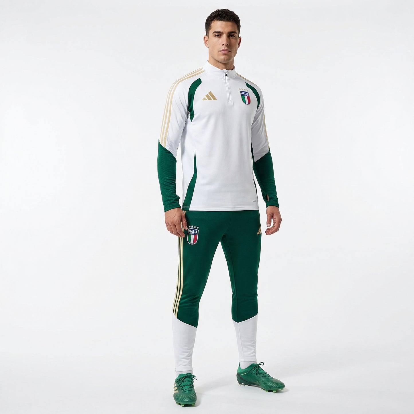 Ensemble survêtement Italie domicile blanc et vert Squadra Azzurra – veste et pantalon Qualité PLAYER Premium